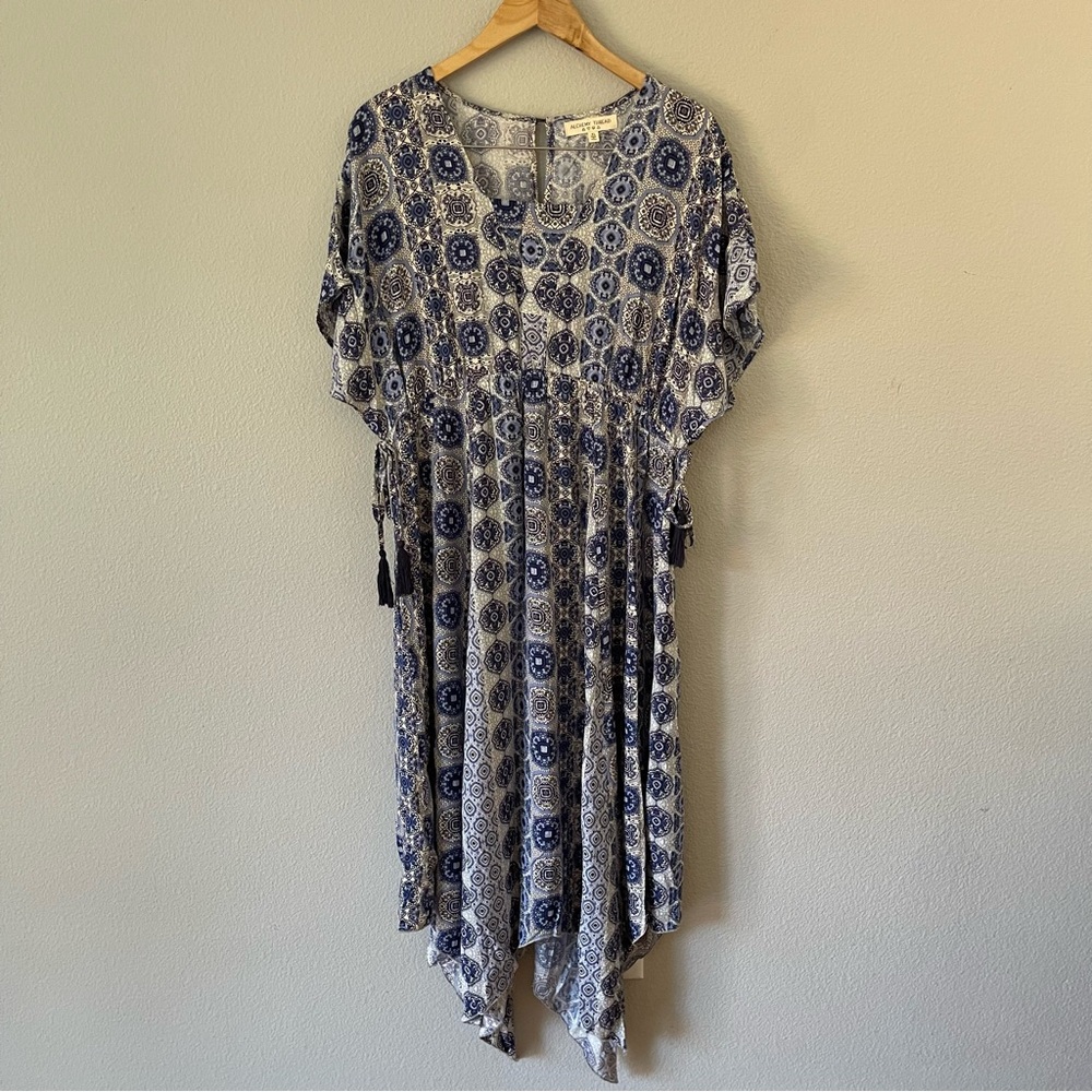 Alchemy Thread Dress XL Blue Print Asymmetric Babydoll Fairycore Fairy Boho